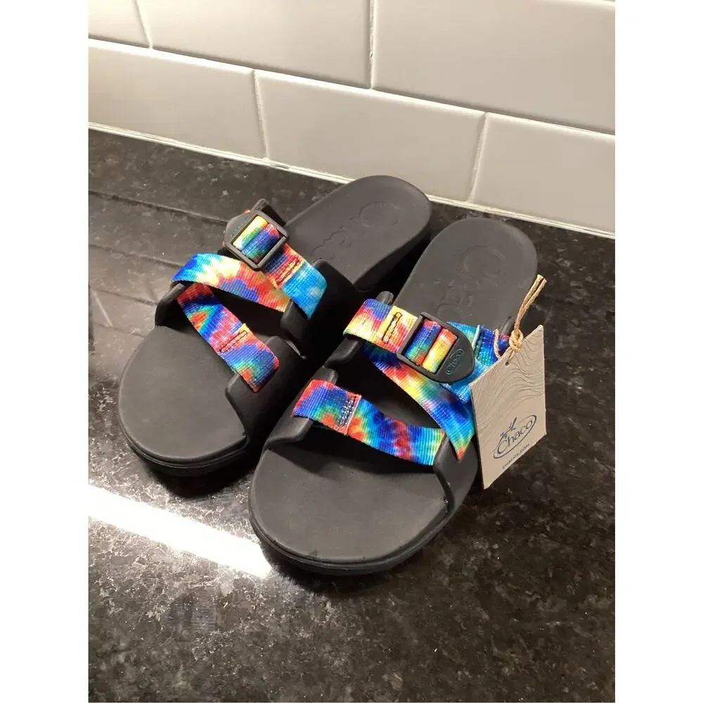 NWT Chaco Black Tie-Dye Chilos Slides Kids Unisex Size 6 outdoor boys girls